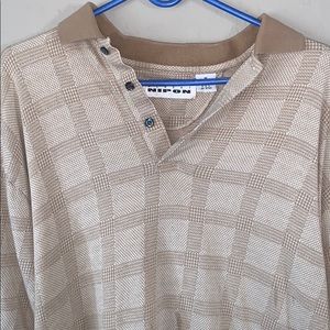 Gold Checkered Polo with Pearl buttons